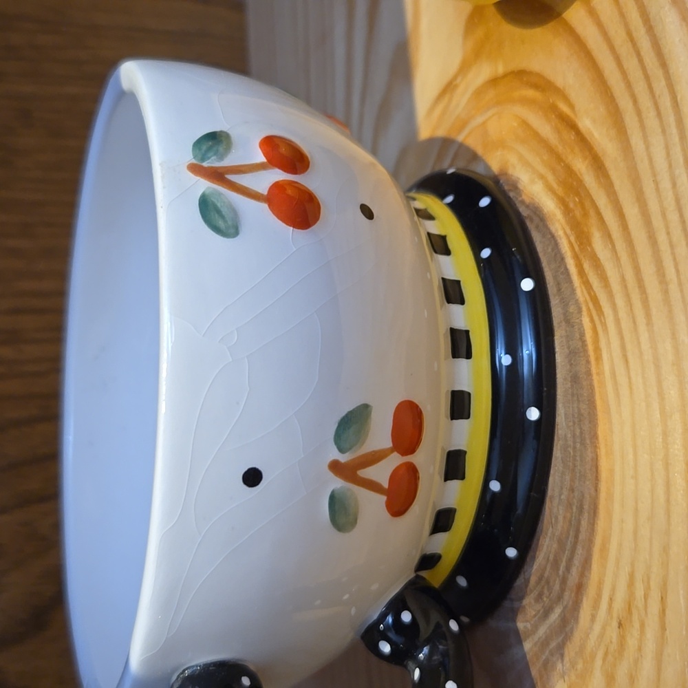 Mary Engelbreit Cherry Tea Pot with Cup and Lid - Picture 7 of 9